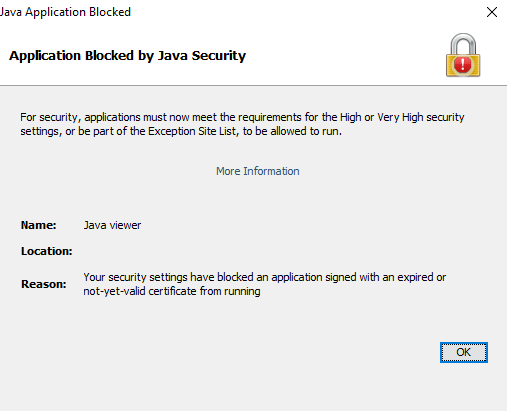 Java Security Error Image