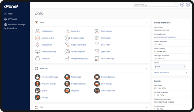 Web hosting control panel